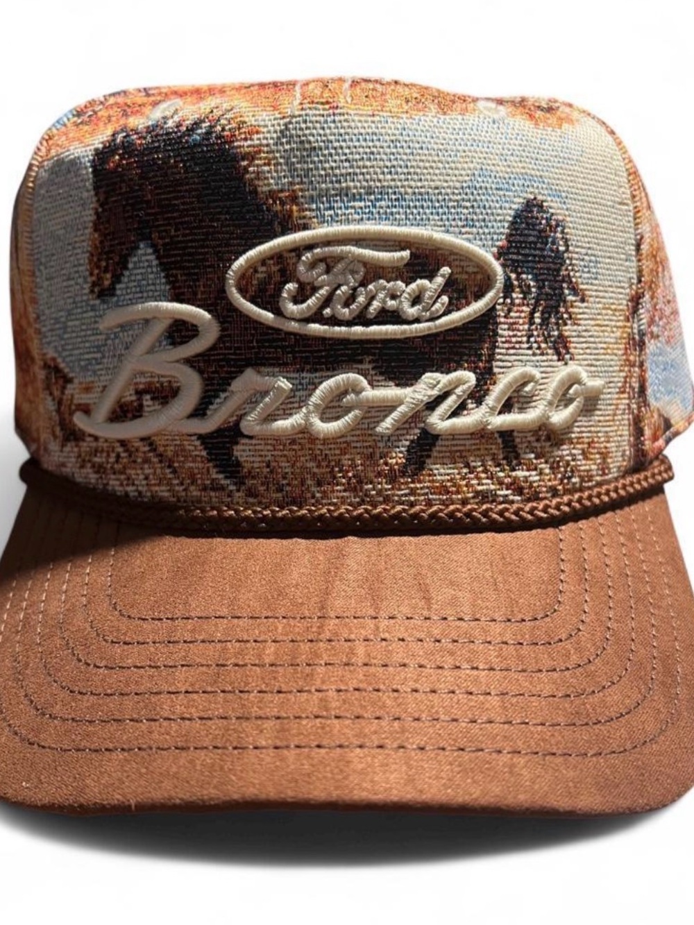 Ford Bronco Embroidered Trucker Hat in Brown with Rope Brand New with Tags